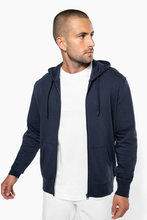 K4030 Ecologische herensweater met capuchon en ritssluiting