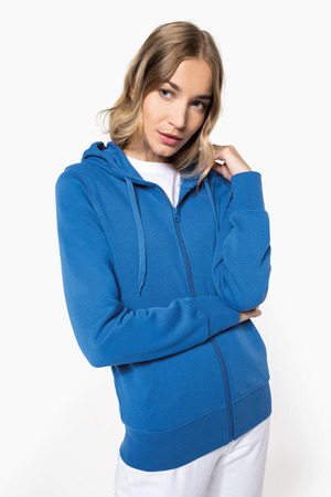 K4031 Ecologische damessweater met capuchon en ritssluiting